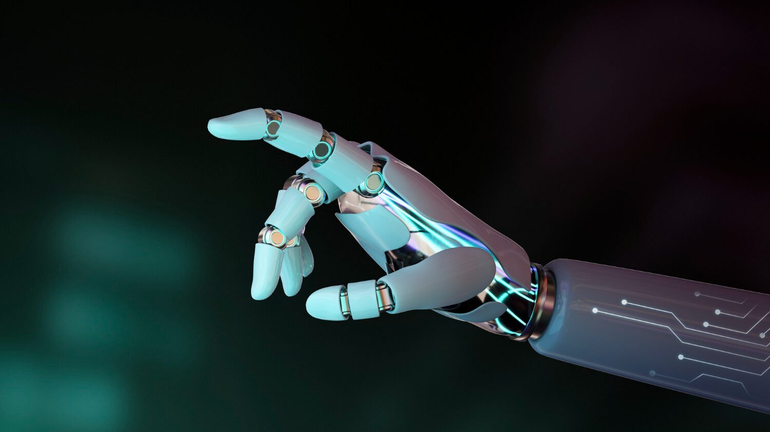 كيف تساعدك الأتمتة في مجال المال والأعمال 2 robot hand finger pointing ai technology background edited